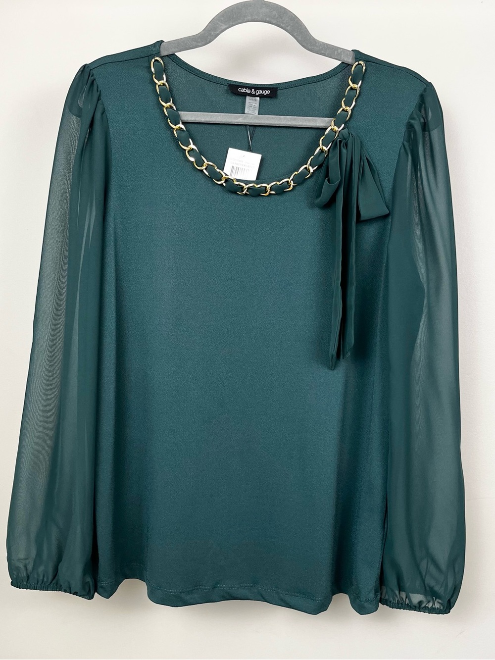 Cable & Gauge Chain Neckline Blouse